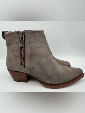 Frye Sacha Moto Western Booties – Charcoal Gray Suede – Women’s Size 8.5 B
